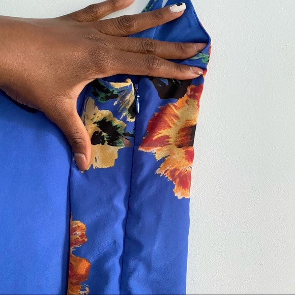 Lulus Blue Floral V Neck Mini Dress XS - Picture 8 of 9